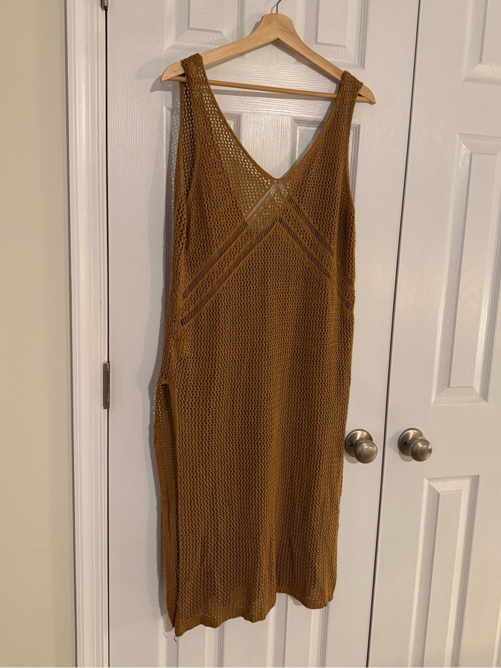 Cupshe Brown Open-Knit V-Neck Midi Dress